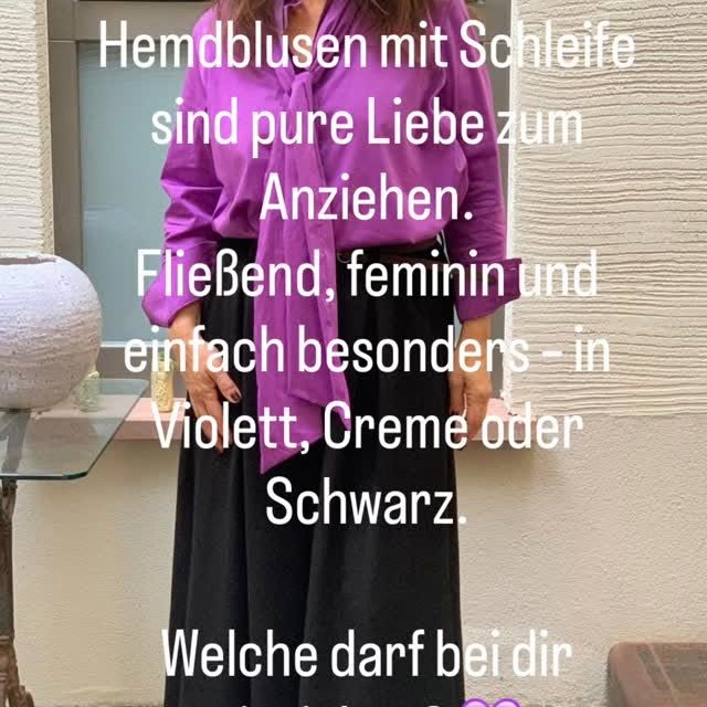 💜 Unsere neuen Hemdblusen mit Schleife sind pure Liebe zum Anziehen.
Fließend, feminin und einfach besonders – in Violett, Creme oder Schwarz.

Welche darf bei dir einziehen? 💜